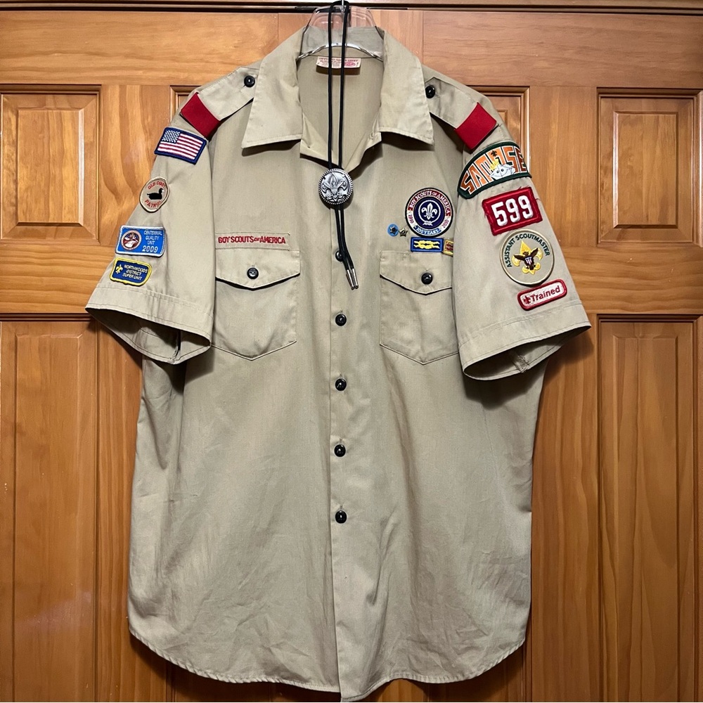 Boy Scouts of America Vintage Men’s Shirt with Patches Pins & Bolero Size XL